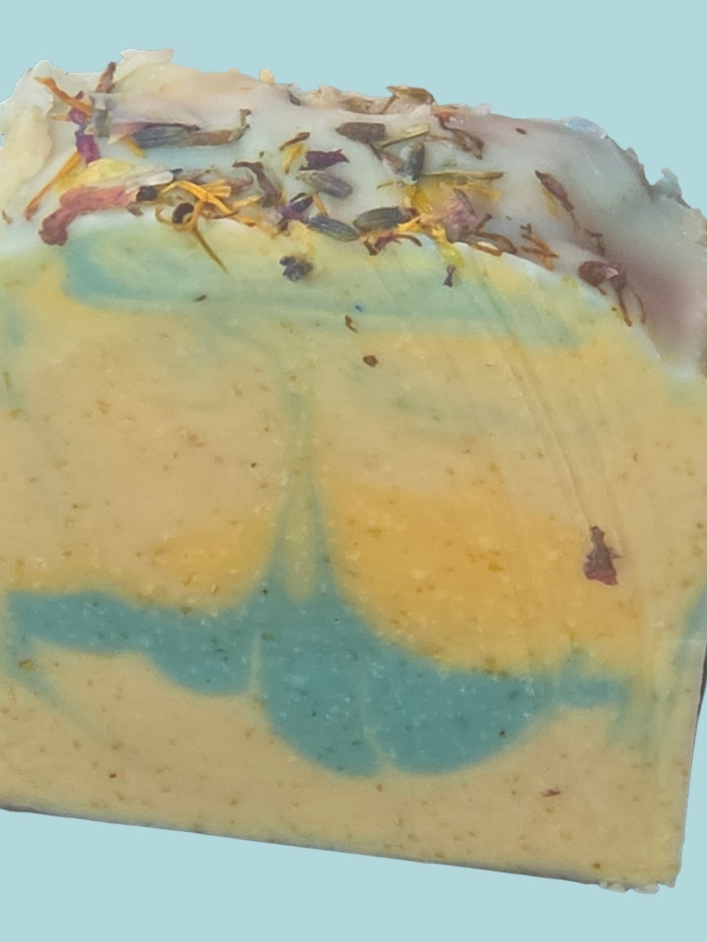 Handcrafted Yellow & Blue Floral Soap Bar - Natural Bath & Body